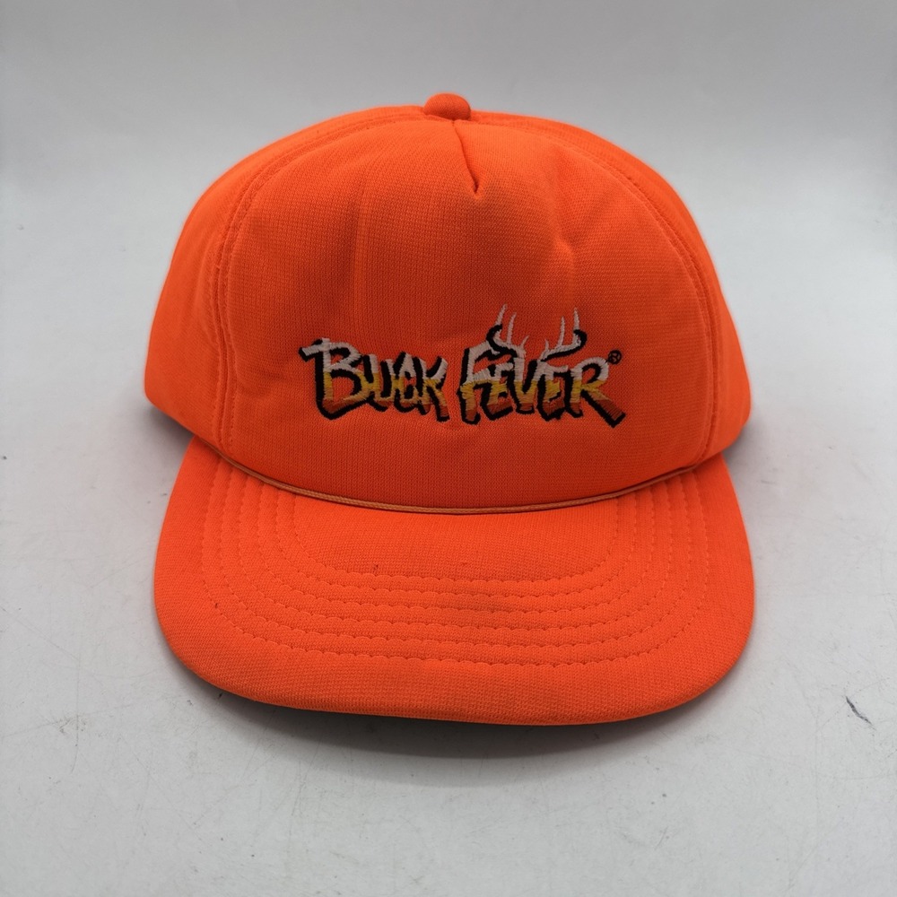 Vintage Buck Fever Hat Adults SnapBack Safety Orange 90s Deer Hunting‎ Youngan
